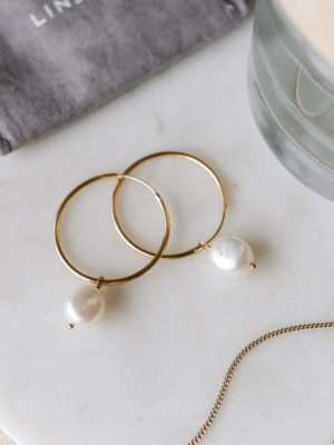 Hoop Earrings with Pearl - Rebecca