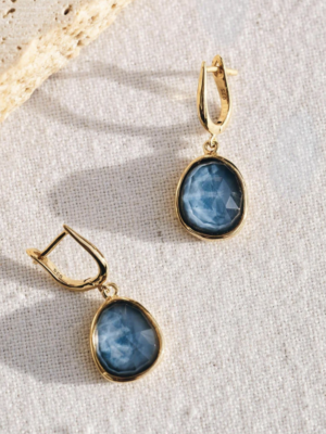 Blue Opal Statement Earrings Doublet - Serendipity