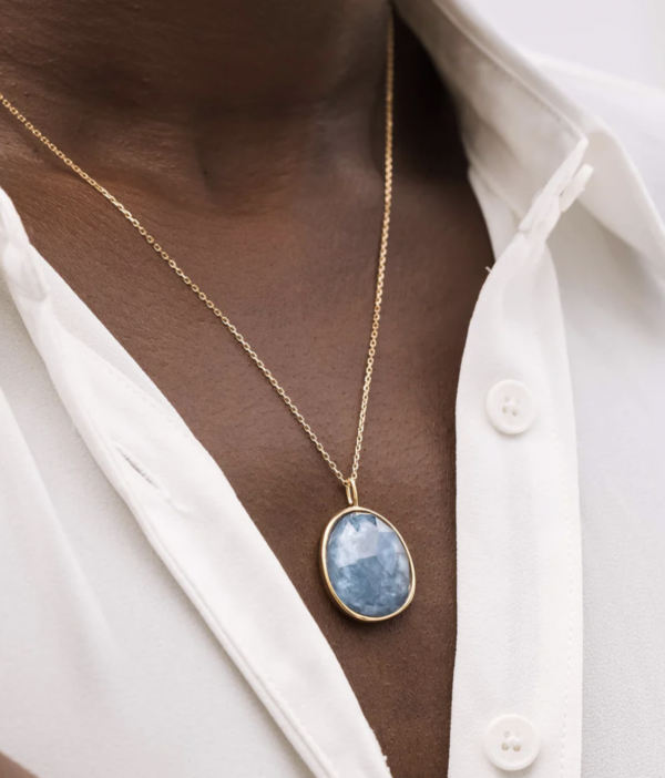 Blue Opal Statement Necklace Doublet  Peaceful Heart