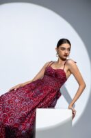 Rosette Corset Batik Midi Dress