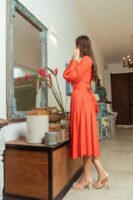 Elise Shirt Dress in Peach