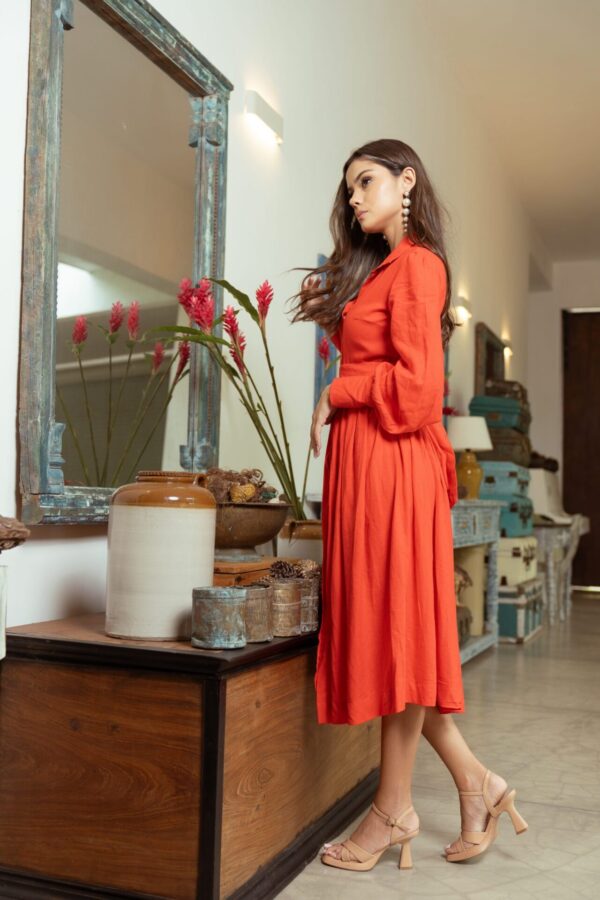 Elise Shirt Dress in Peach