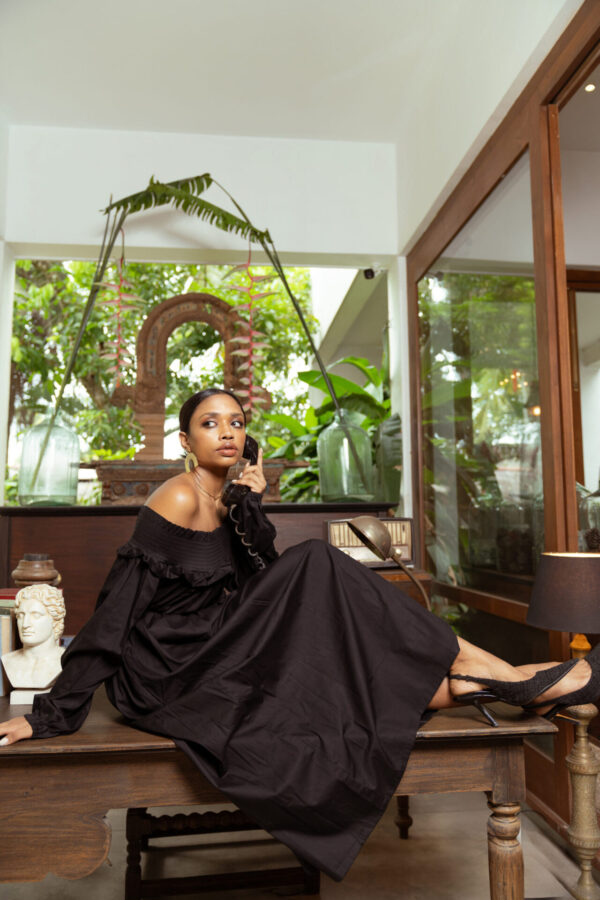 Ria Off Shoulder Smock Maxi Dress