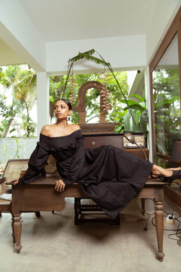 Ria Off Shoulder Smock Maxi Dress