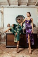 Carina Fitted Purple Batik Dress with Cut Out Detail