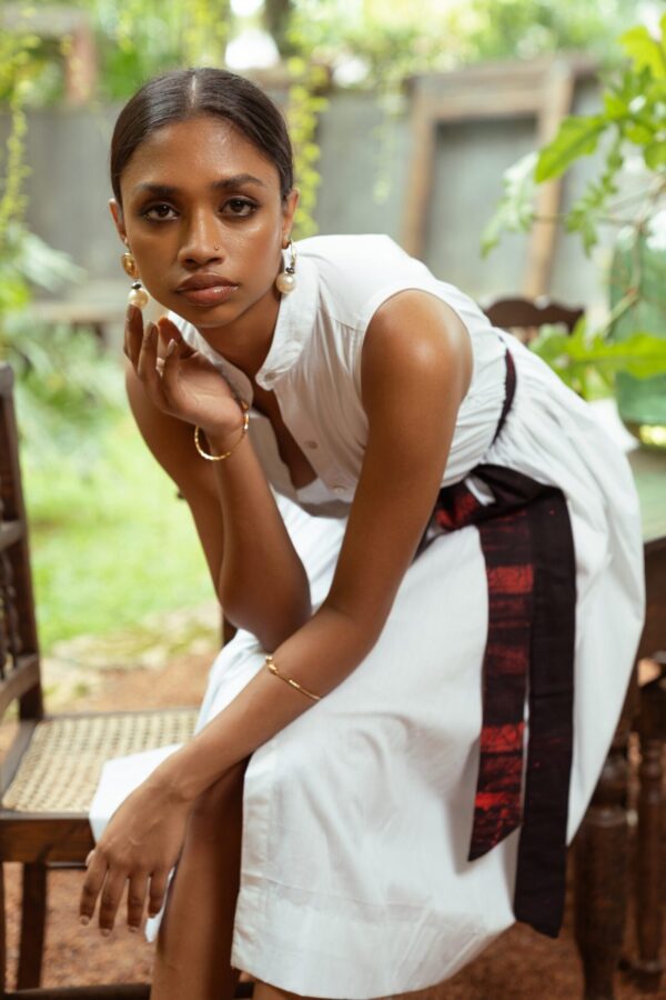 Isla Sleeveless Midi Dress with Batik Accent Belt