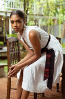 Isla Sleeveless Midi Dress with Batik Accent Belt