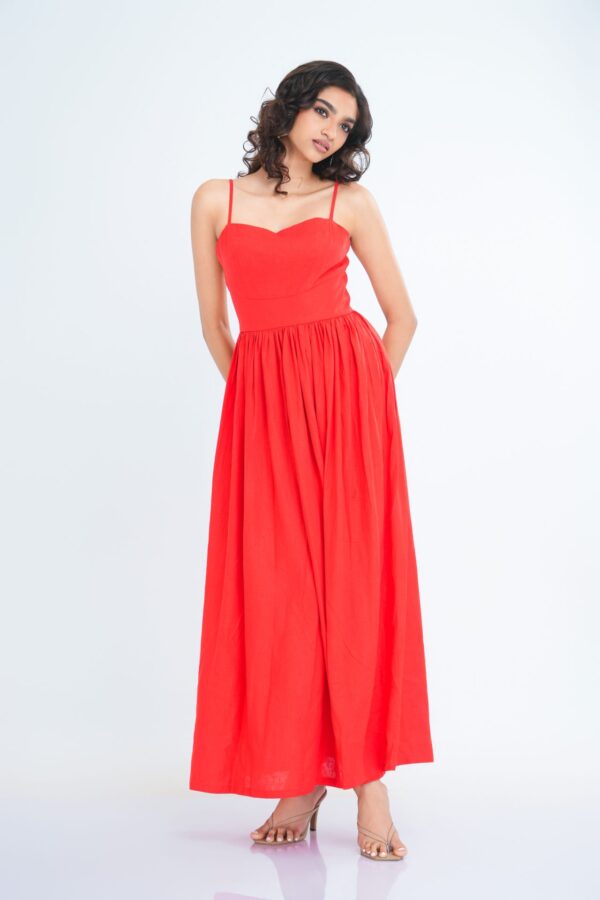 Lilly Fit and Flare Maxi Dress in Peach