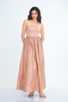 Celestia Strapless Maxi Dress in Pink Batik