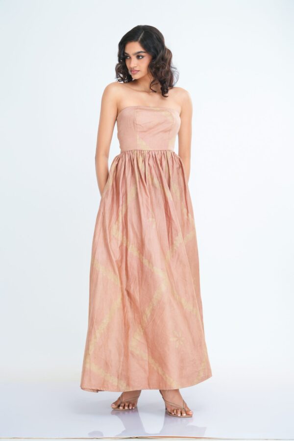 Celestia Strapless Maxi Dress in Pink Batik