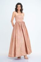 Celestia Strapless Maxi Dress in Pink Batik