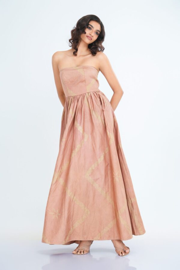 Celestia Strapless Maxi Dress in Pink Batik