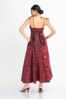 Rosette Corset Batik Midi Dress