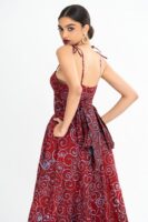 Rosette Corset Batik Midi Dress