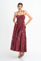 Rosette Corset Batik Midi Dress