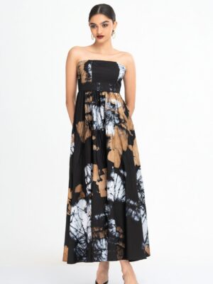 Nerina Strapless Batik Maxi Dress