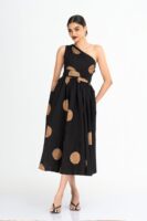 Opal One Shoulder Batik Midi Dress
