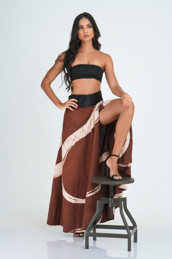 Talia Brown Batik Wrap Skirt