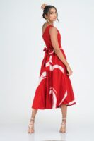 Myla Flared One Shoulder Midi Dress in Red