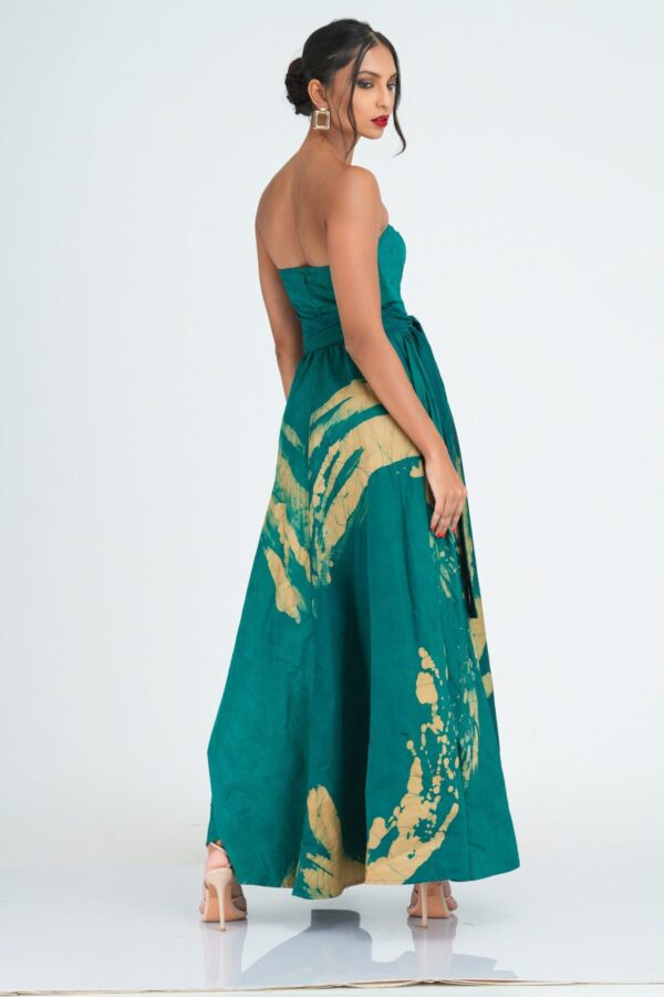 Amira Green Batik Strapless Maxi Dress