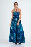 Juliet Green and Blue Corset Batik Maxi Dress
