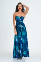 Juliet Green and Blue Corset Batik Maxi Dress