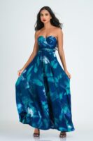 Juliet Green and Blue Corset Batik Maxi Dress