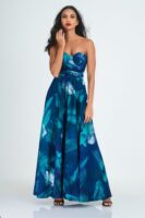 Juliet Green and Blue Corset Batik Maxi Dress