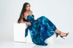 Juliet Green and Blue Corset Batik Maxi Dress